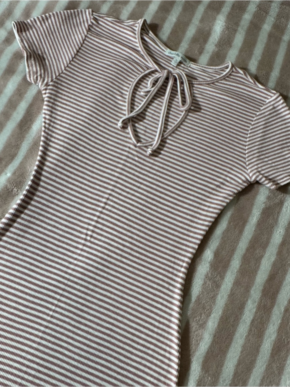 Charlotte Russe Pink & White Striped Tie-Neck Knit Dress